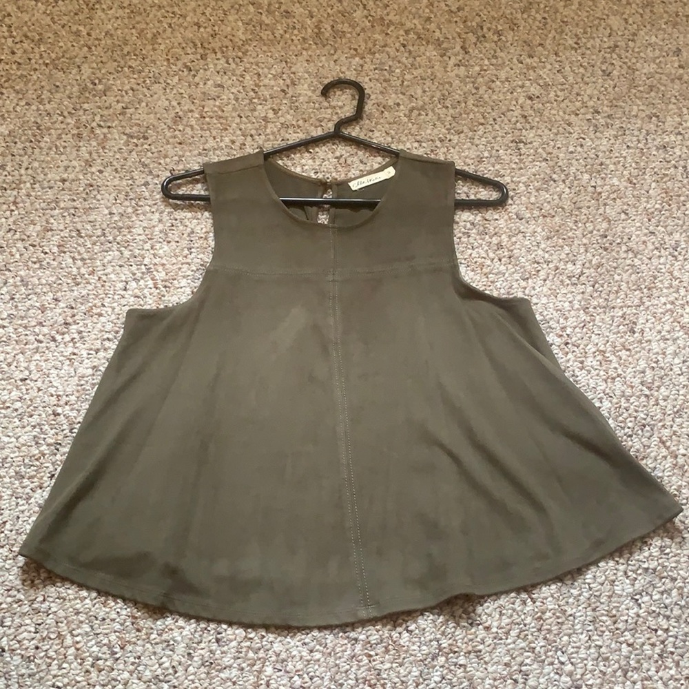 Olive green suede tank top